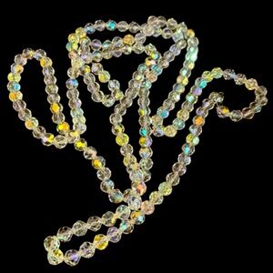 Vintage Opera Length Aurora Borealis Glass Necklace